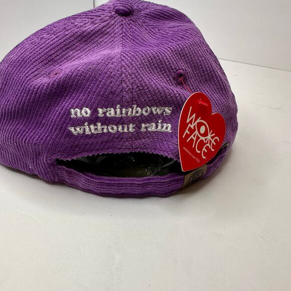 WokeFace Woke Face Corduroy Trucker Hat No Rainbows Without Rain Purple NEW main image 5
